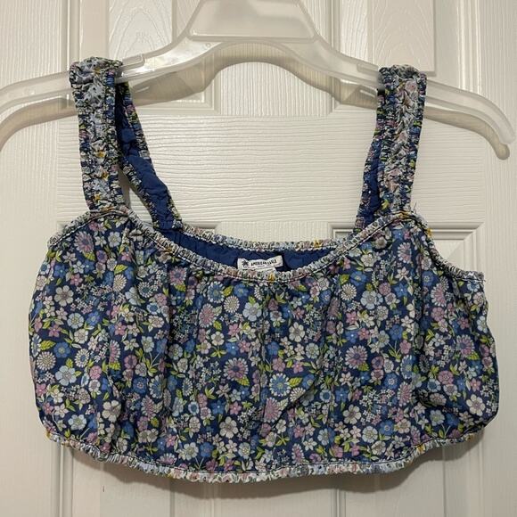 American Eagle Blue Floral Boho Pull on Crop Top size XL - Picture 1 of 5